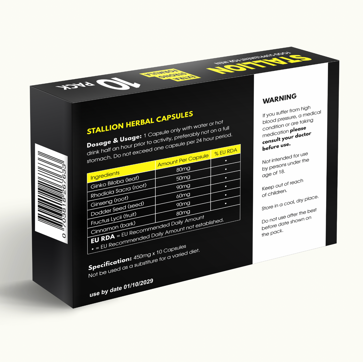 STALLION Supplement For Men / 100% Herbal x10 Capsules/Pills