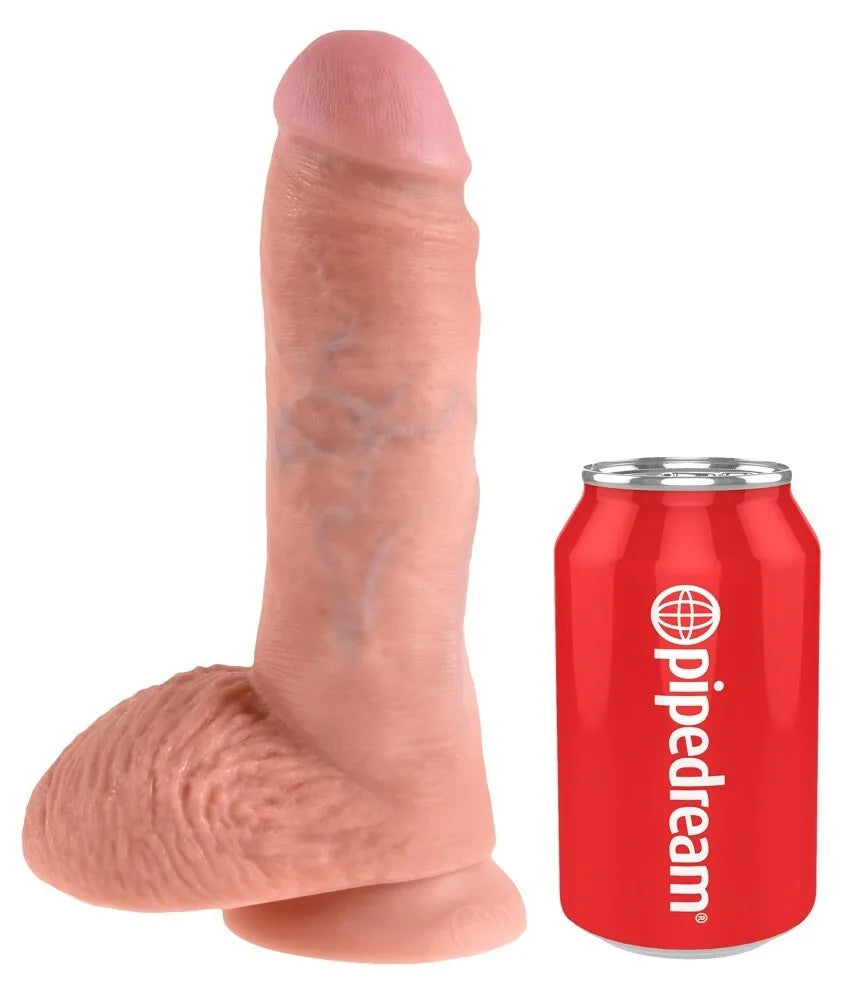 King Cock Realistic Dildo with balls 8" Inch Suction Cup Strap-On Sex Toy