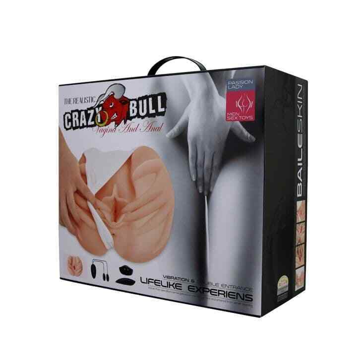 Crazy Bull realistic vagina & ass vibrating Mens Masturbator