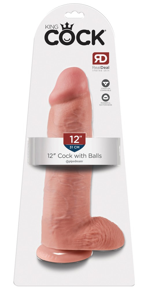 King Cock 12" Cock with Balls Light