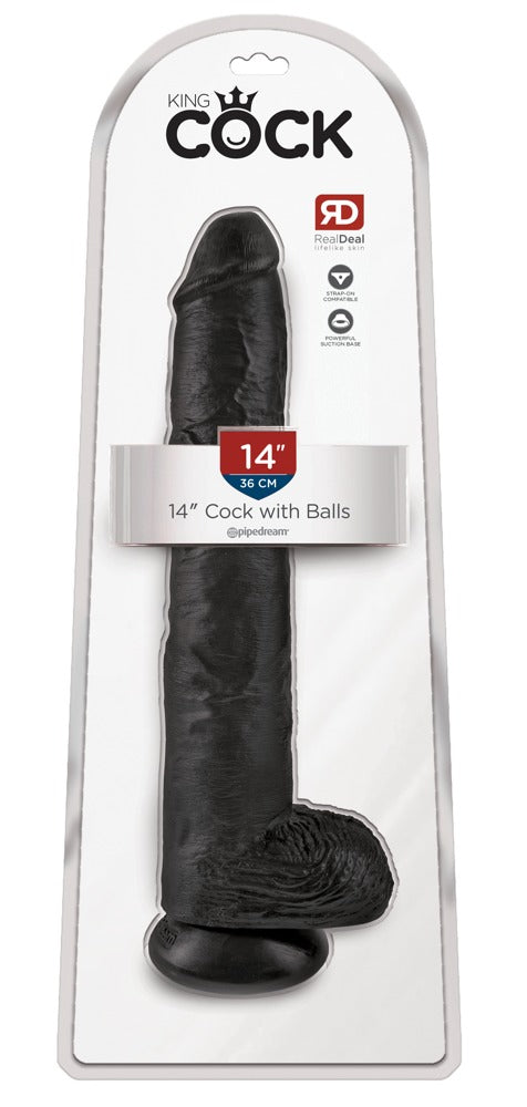 King Cock 14" Cock with Balls Black