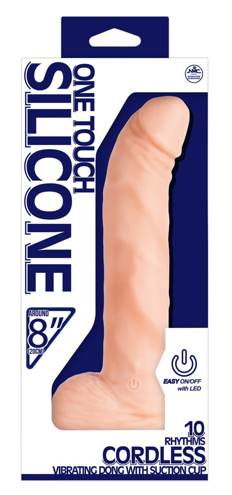 One Touch Silicone 8" Cordless Vibrating Dong