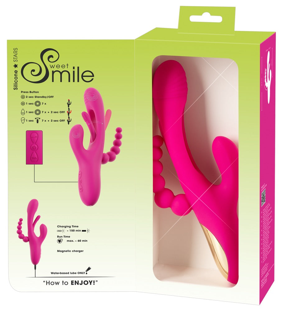 Sweet Smile Triple Vibe With Flicking Tongue