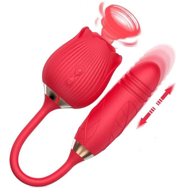 Rose Sucking Vibrator With Dildo