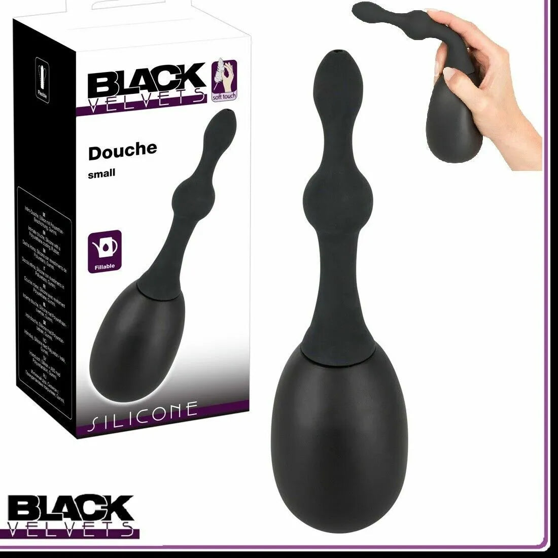 Douche Intimate shower small silician black velvets enema shower anal pump