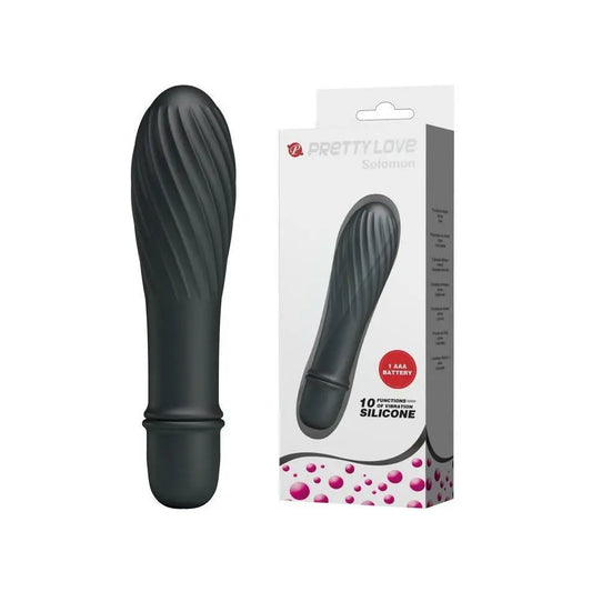 Pretty Love - Solomon Silicone 10 function Battery Vibrator - Black