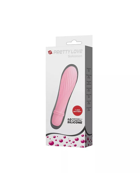 Pretty Love - Solomon Silicone 10 function Battery Vibrator - Baby Pink
